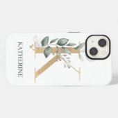 K Monogram Bloem Personalized iPhone Hoesje (Achterkant horizontaal)