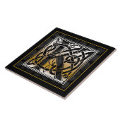 K Monogram Celtic Black Stone keramische tegels Tegeltje (Zijkant)