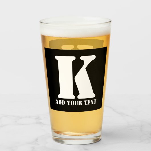 K Monogram Classic Trendy Aangepaste Trouwsjabloon Glas (Voorkant gevuld)