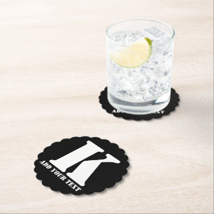 K Monogram Classic Trendy Aangepaste Trouwsjabloon Kartonnen Onderzetters