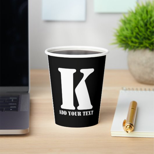 K Monogram Classic Trendy Aangepaste Trouwsjabloon Papieren Bekers (Insitu)