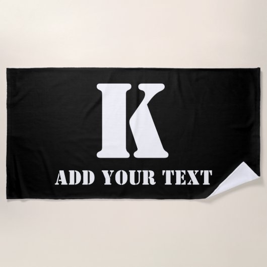 K Monogram Classic Trendy Aangepaste Trouwsjabloon Strandlaken (Voorkant)