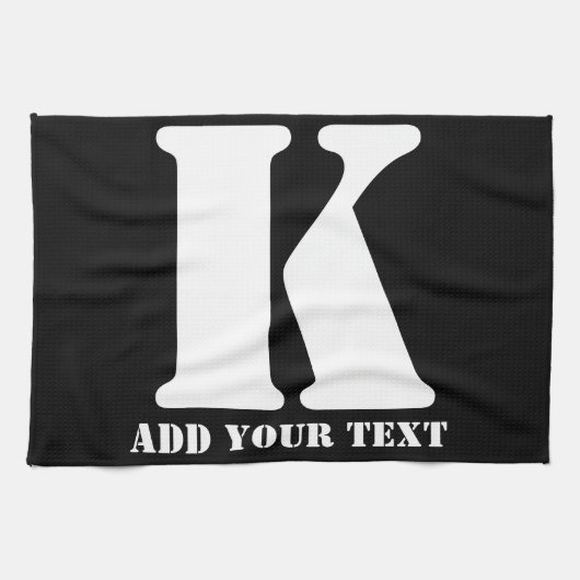 K Monogram Classic Trendy Aangepaste Trouwsjabloon Theedoek (Horizontaal)