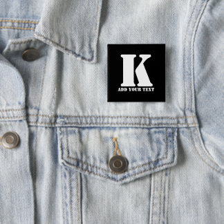 K Monogram Classic Trendy Aangepaste Trouwsjabloon Vierkante Button 5,1 Cm