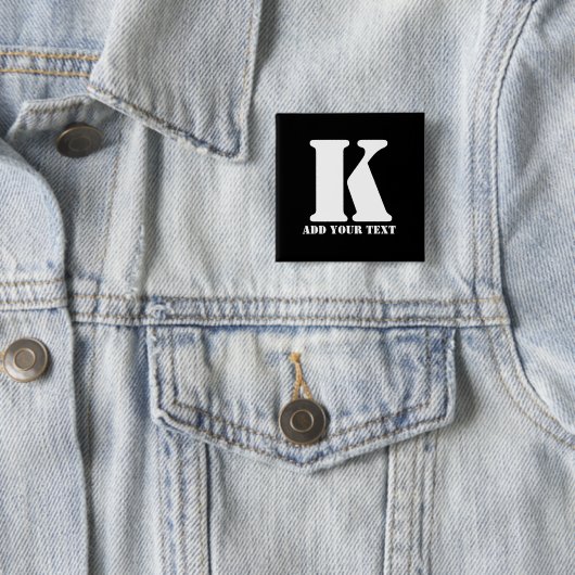 K Monogram Classic Trendy Aangepaste Trouwsjabloon Vierkante Button 5,1 Cm (In situ)