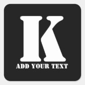 K Monogram Classic Trendy Aangepaste Trouwsjabloon Vierkante Sticker (Voorkant)