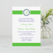 K Monogram Dot Circle Wedding Invitations (Limoen) Kaart (Staand voorkant)