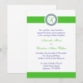K Monogram Dot Circle Wedding Invitations (Limoen) Kaart (Voorkant / Achterkant)