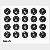 K monogram - elegant zwart-wit ronde sticker (Vel)