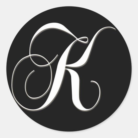 K monogram - elegant zwart-wit ronde sticker (Voorkant)