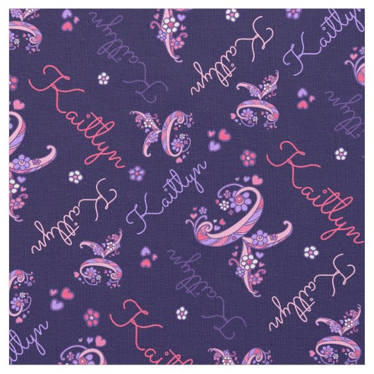 K monogram en gepersonaliseerde naam Kaitlyn stof (Close Up)