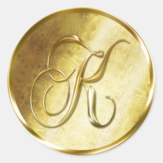 K Monogram Faux Gold Envelope Seal Stickers (Voorkant)