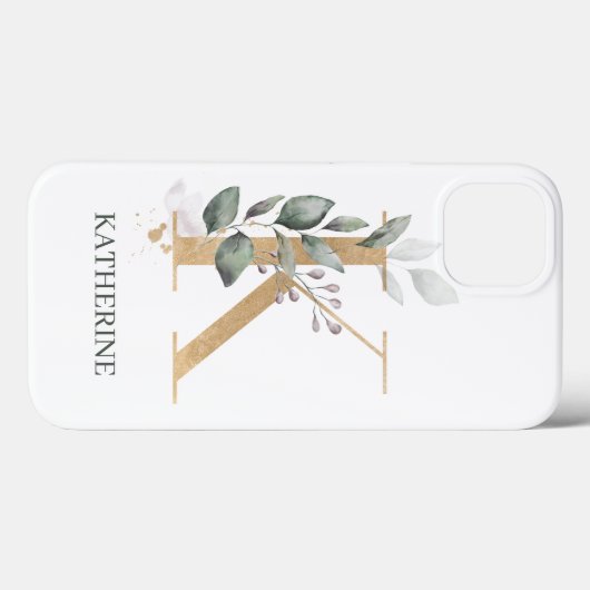 K Monogram Floral Aangepast Case-Mate iPhone Case (Achterkant (horizontaal))