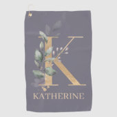 K Monogram Floral Aangepast Golfhanddoek (Voorkant)