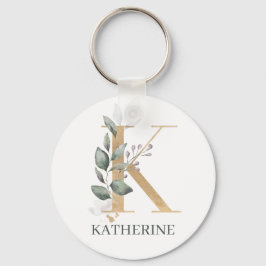 K Monogram Floral Aangepast Sleutelhanger