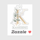 K Monogram Floral Aangepast Sticker (Vel)