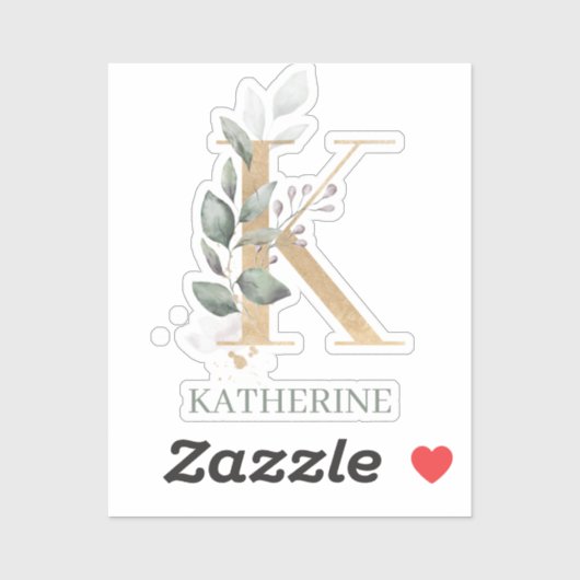 K Monogram Floral Aangepast Sticker (Vel)