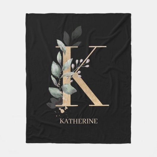 K Monogram Floral - Aangepaste fleece Blanket (Voorkant)