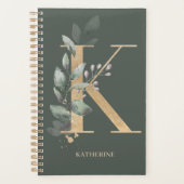 K Monogram Floral Aangepaste Planner (Voorkant)