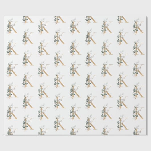 K Monogram Floral Cadeaupapier (Vlak)