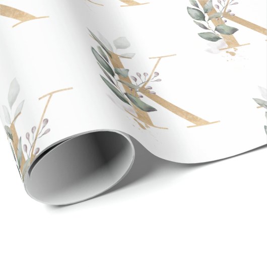 K Monogram Floral Cadeaupapier (Rol Hoek)