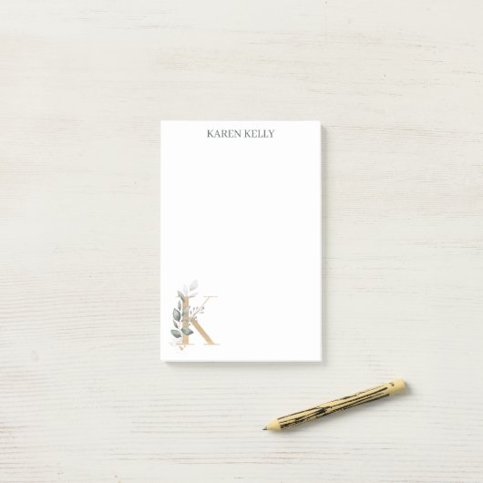 K Monogram Floral Post-it Opmerkingen Post-it® Notes (Op bureau)