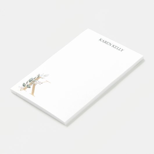 K Monogram Floral Post-it Opmerkingen Post-it® Notes (Schuin)