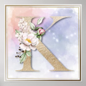 K Monogram Floral Poster (Voorkant)