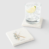 K Monogram Floral Stenen Onderzetter (Zijkant)