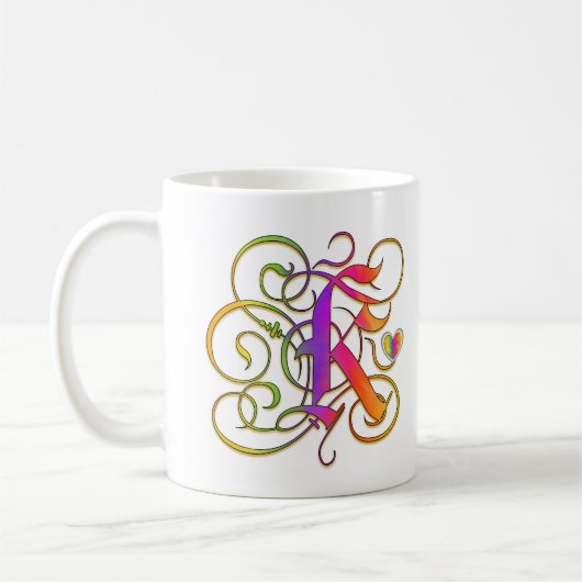 K Monogram "Gothische regenboog" Mokken Cups en st (Links)