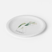 K Monogram Gouden Groene Bladeren Elegante Naam Papieren Bordje (Gekanteld)