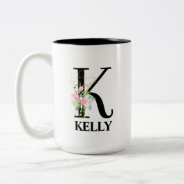 K monogram Initiaal alfabet Tweekleurige Koffiemok