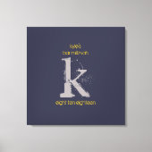 K Monogram Initiaal Bar Bat Mitzvah Sign-In Board Canvas Afdruk (Voorkant)