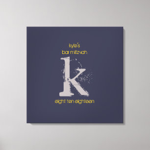 K Monogram Initiaal Bar Bat Mitzvah Sign-In Board Canvas Afdruk