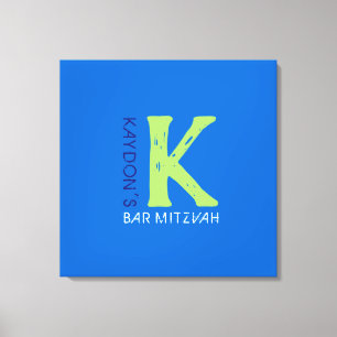 K Monogram Initiaal Bar Bat Mitzvah Sign-In Board Canvas Afdruk