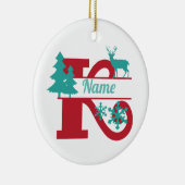 K Monogram Initiaal Kerstvakantie boom Ornament (Rechts)