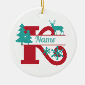 K Monogram Initiaal Kerstvakantie boom Ornament (Voorkant)