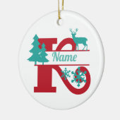 K Monogram Initiaal Kerstvakantie boom Ornament (Links)