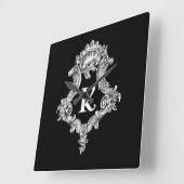 K Monogram Initiaal Vierkante Klok (Hoek)