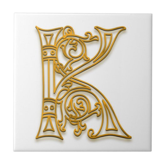 K Monogram "Irish Gold" keramische tegels Tegeltje (Voorkant)