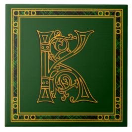 K Monogram "Irish Gold on Green" keramische Tegels Tegeltje