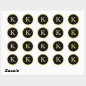 K: Monogram K Elegante Gouden en Zwarte Stickers (Vel)