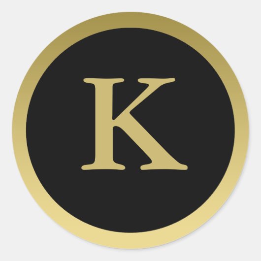 K: Monogram K Elegante Gouden en Zwarte Stickers (Voorkant)