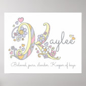 K monogram kunst Kaylee meisjes naam poster (Voorkant)