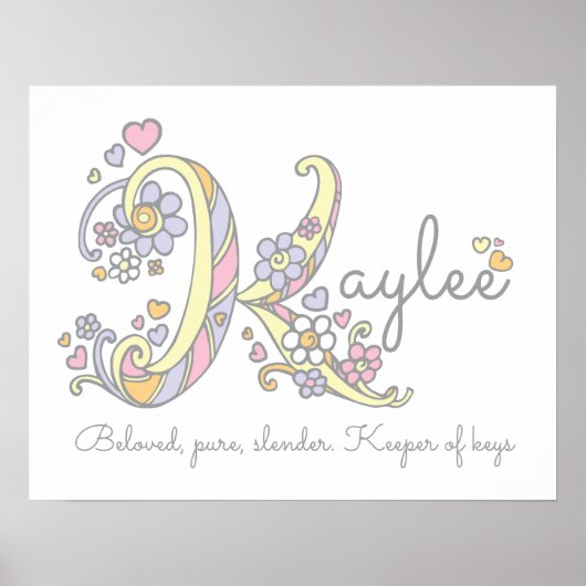 K monogram kunst Kaylee meisjes naam poster (Voorkant)