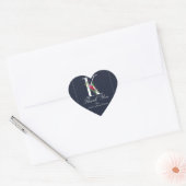 K Monogram Laatste Initiaal Modern Blauwe Bloemige Hart Sticker (Envelop)