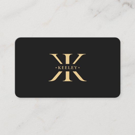 K Monogram Logo Elegant Zwart Modern Visitekaartje (Voorkant)