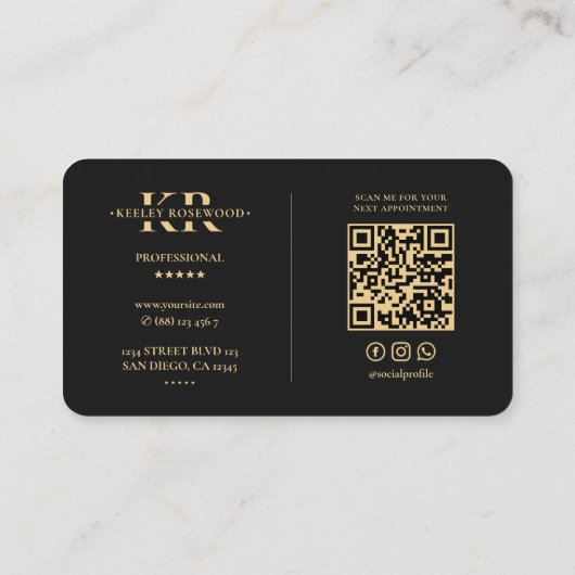 K Monogram Logo Elegant Zwart Modern Visitekaartje (Achterkant)