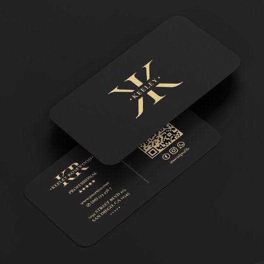 K Monogram Logo Elegant Zwart Modern Visitekaartje