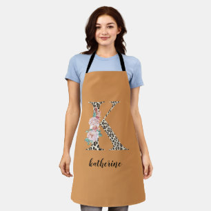 K Monogram Luipaard Print Bloemen Schort